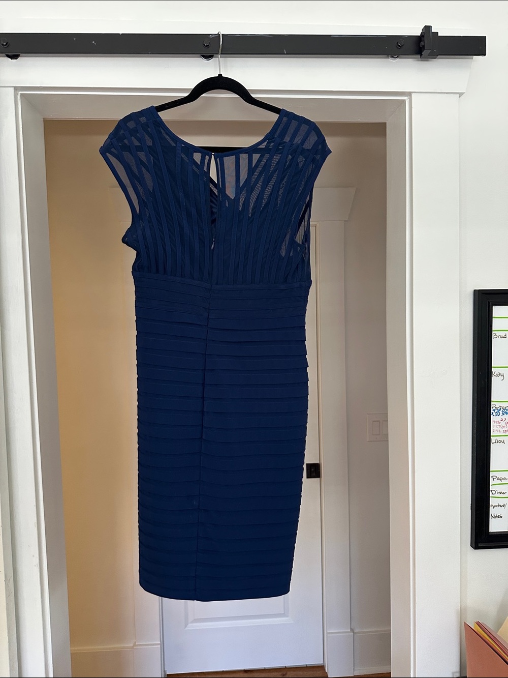 Adrianna Papell Navy V-Neck Midi Dress - Picture 3 of 3